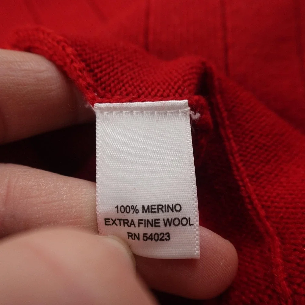 Banana Republic Sweater‎ Mens M Red Mock Neck Merino Wool Henley Pullover Cozy